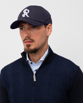 Stefano Ricci Blue cap with embroidered monogram logo MCV520020FCTC800