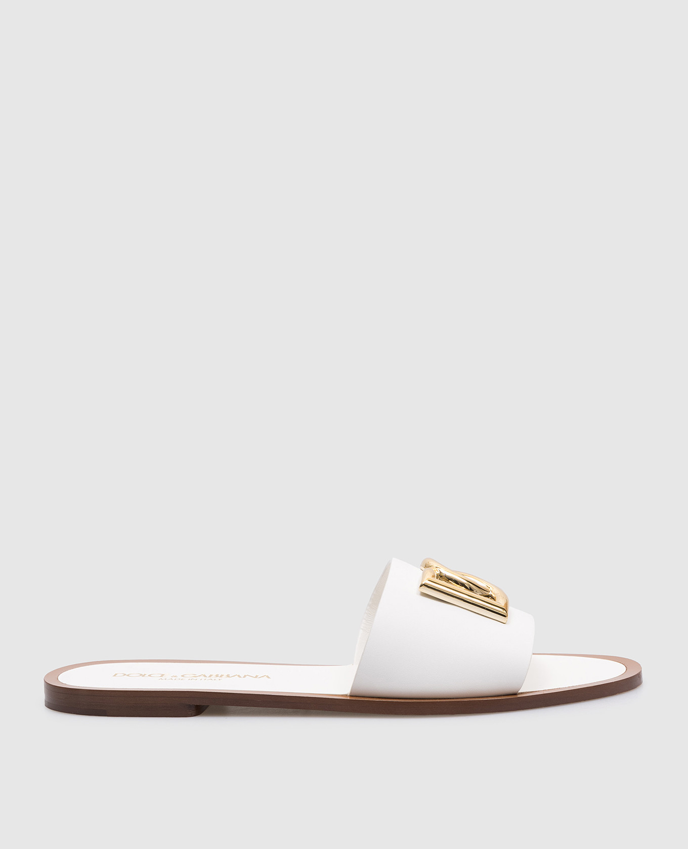 White leather flip flops with dg logo dolce&gabbana
