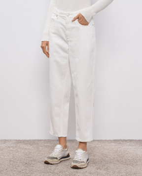 Brunello Cucinelli White jeans with logo patch M0H81P4030