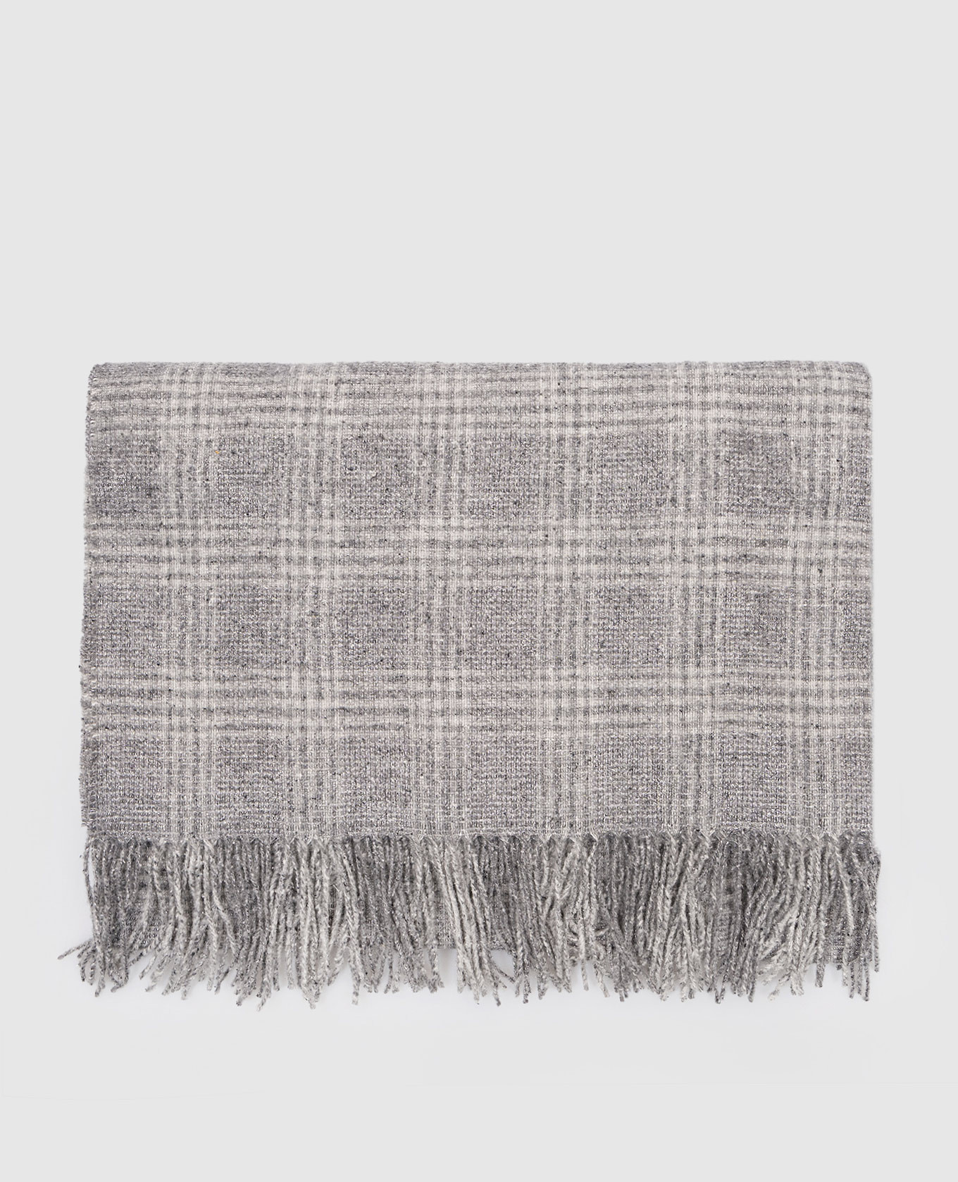 

Gray stole with silk and wool checkered with lurex Brunello Cucinelli, Grey