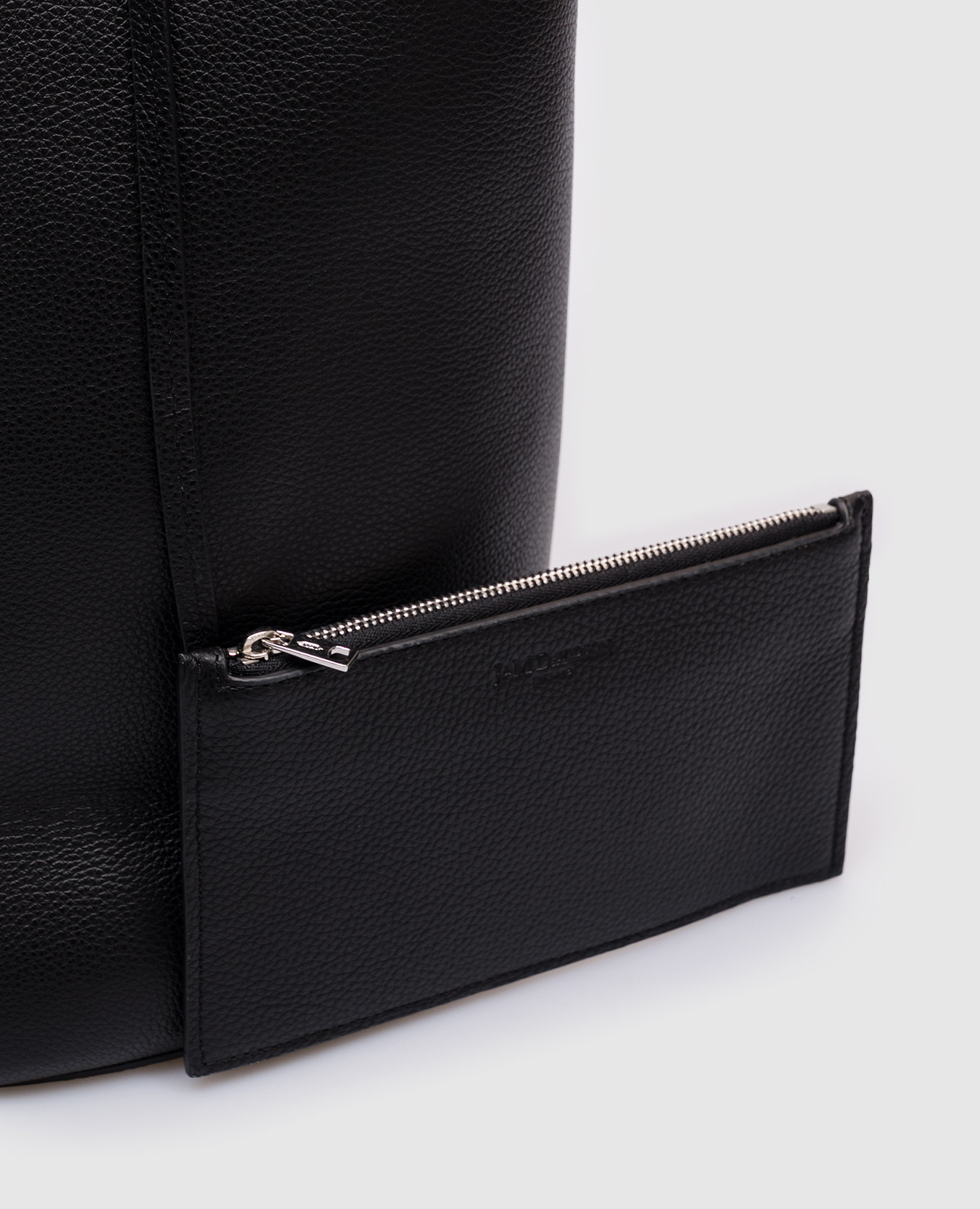 Black leather Quiver bucket bag with logo embossing J&M DAVIDSON 4