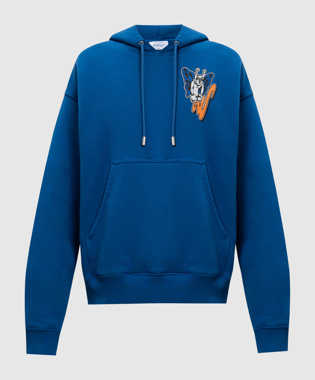 Off-White Felpa con cappuccio blu della gang OMBB085F24FLE00H