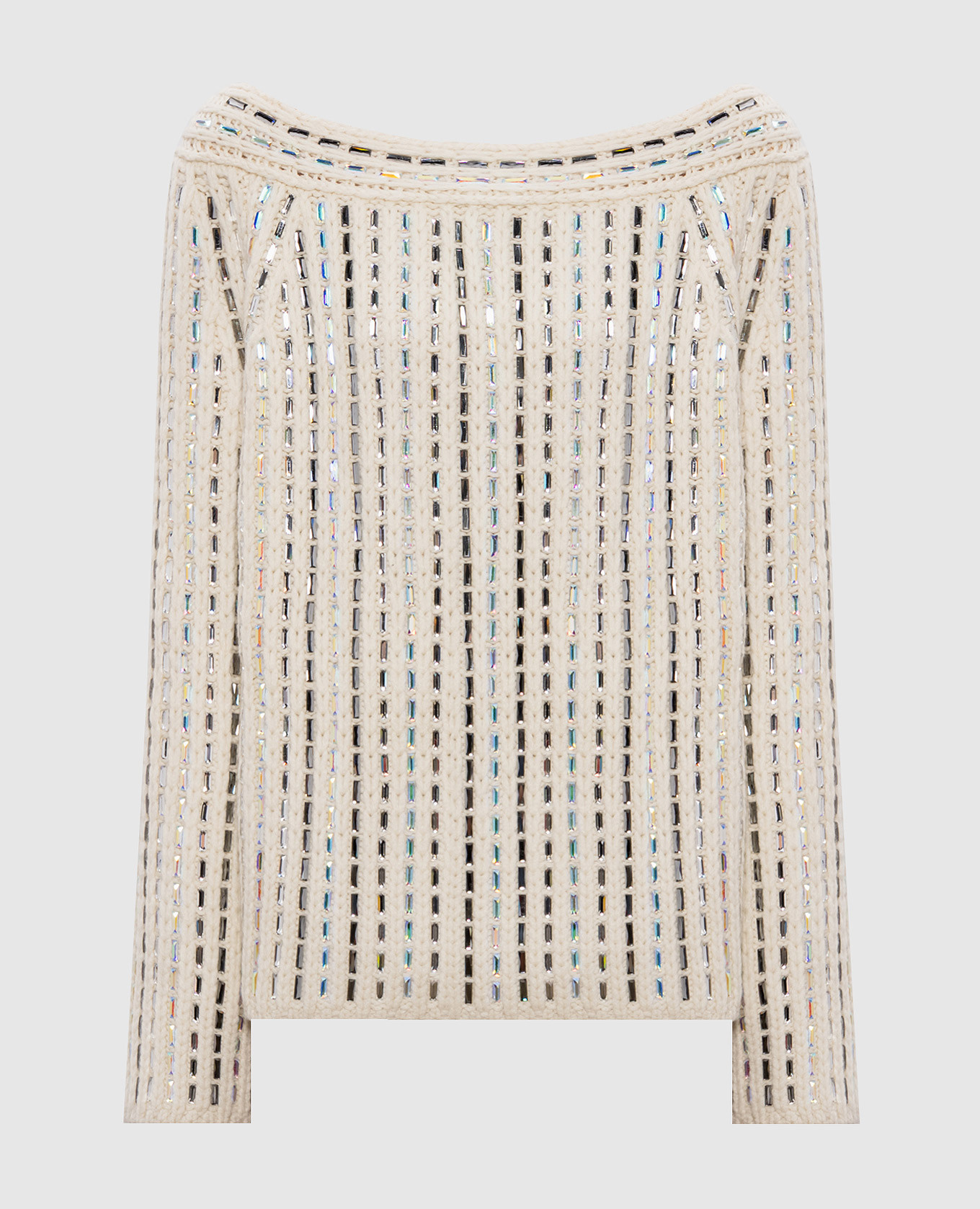 Beige merino wool sweater with crystals Ermanno Scervino