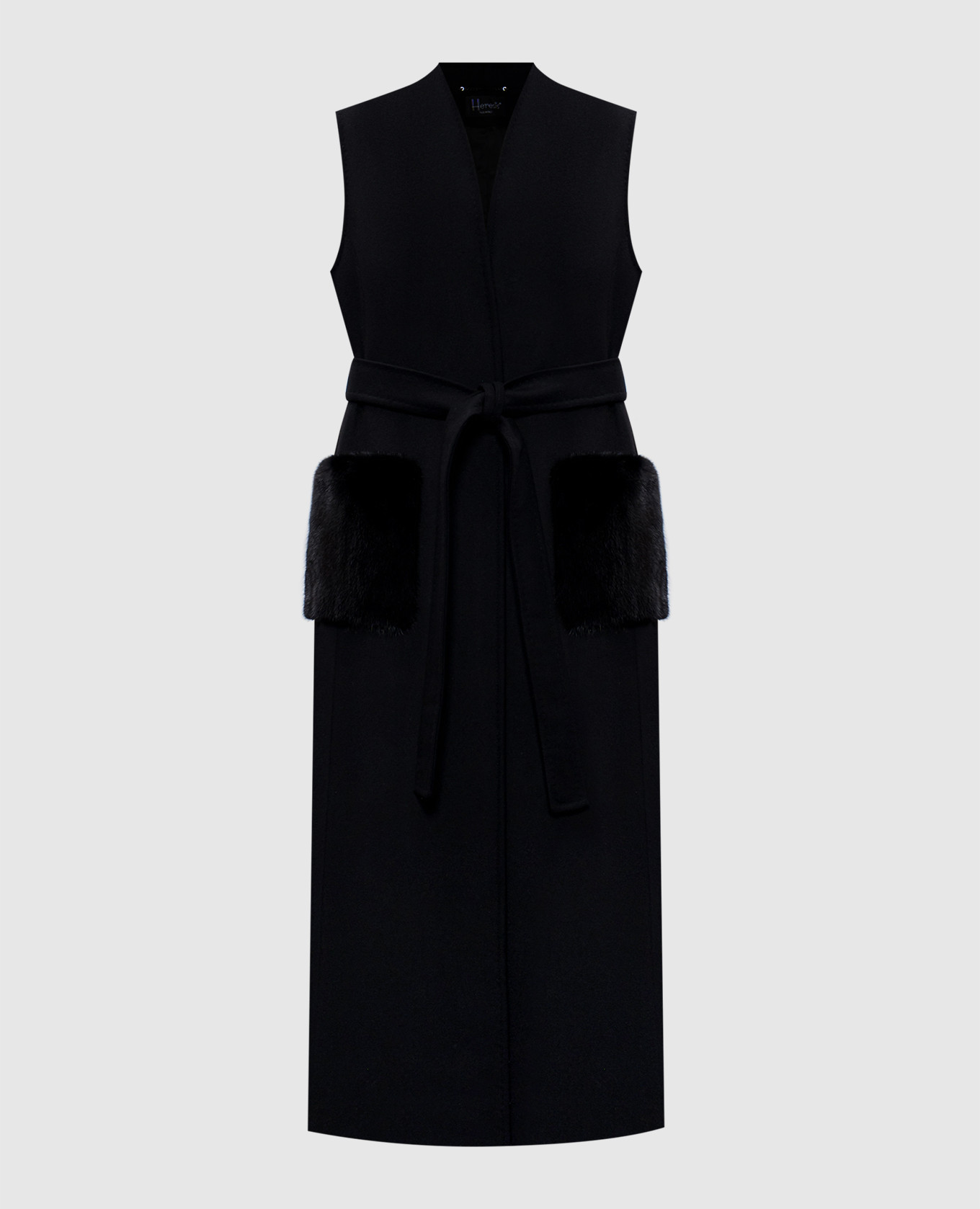 

Black elongated vest made of wool Heresis