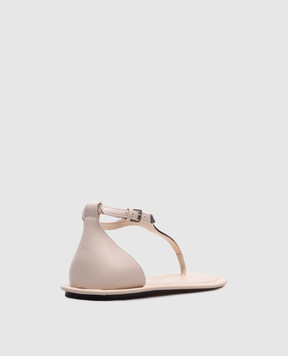 Brunello Cucinelli Beige leather sandals with a monil chain MZSKC2892