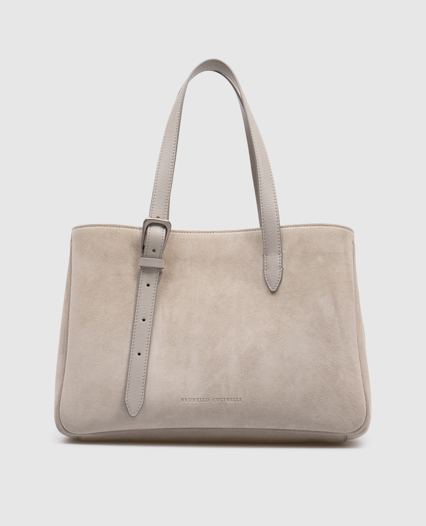 

Gray suede tote bag with embossed logo Brunello Cucinelli, Grey