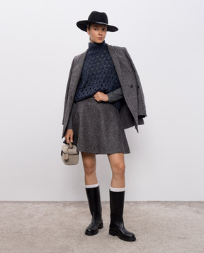 Brunello Cucinelli Blue openwork sweater with wool MNA326504
