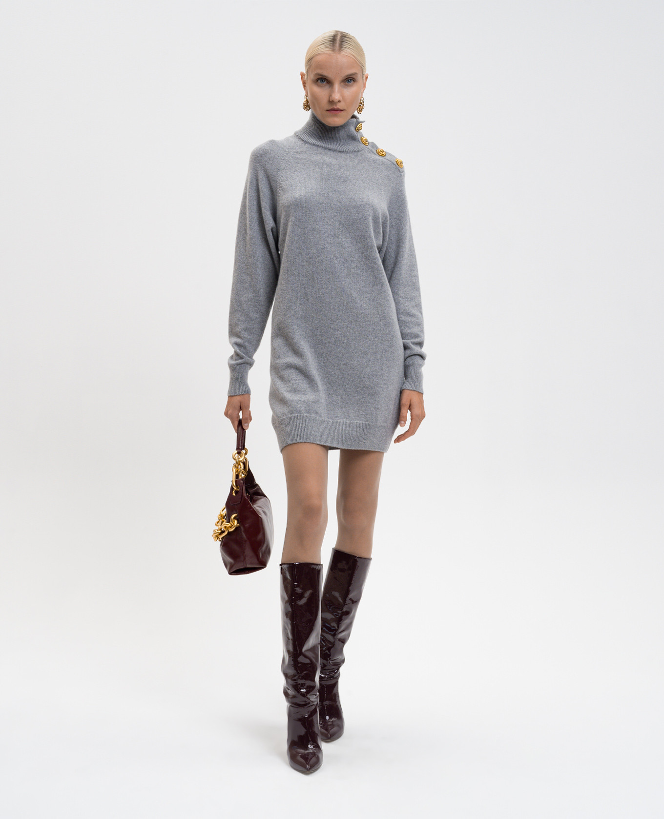 Gray cashmere and wool dress Balmain 2