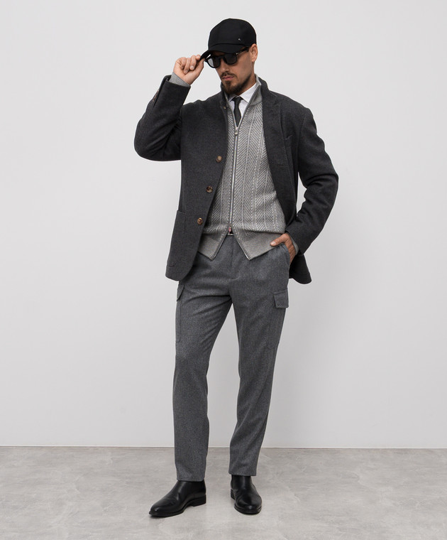 Brunello Cucinelli - Gray cashmere blazer MT4016265 - shop with