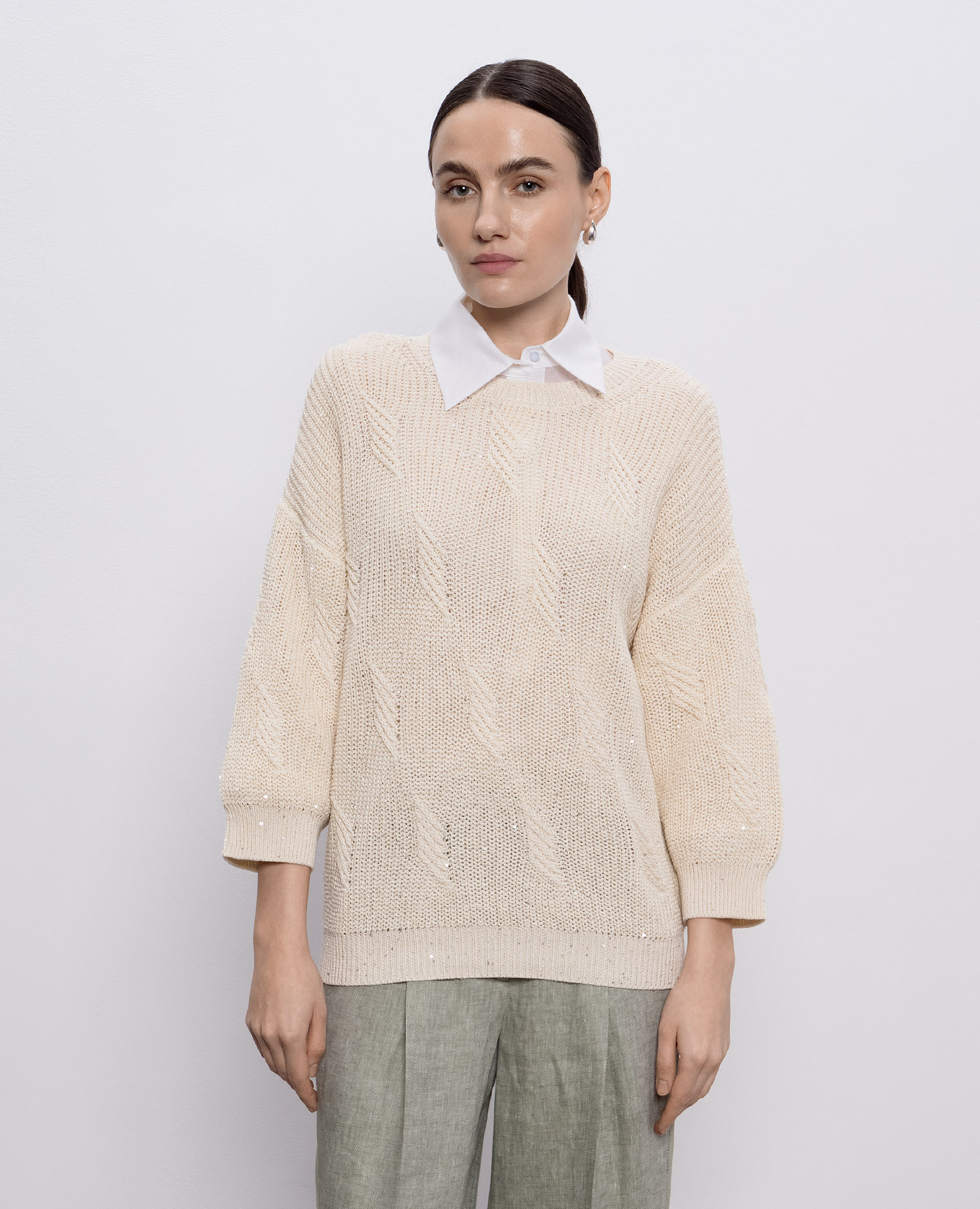

Beige sweater with sequin pattern Peserico