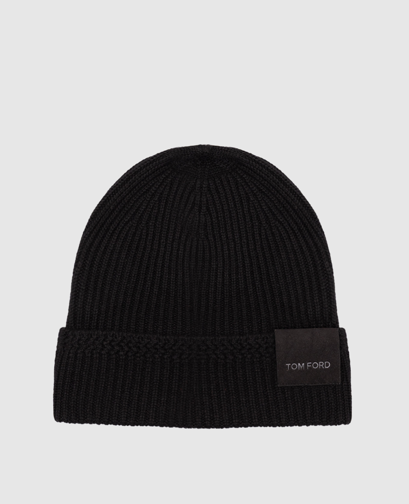 

Black cashmere hat with logo Tom Ford