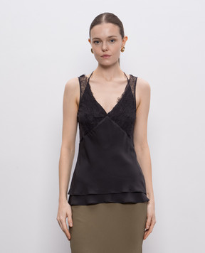 Jacob Lee Grey double-layered silk top WST0228SS25BO