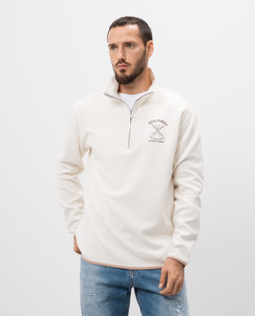 Brunello Cucinelli White cashmere sweater with logo embroidery MM840KT60