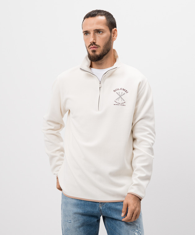 Brunello Cucinelli - White cashmere sweater with logo