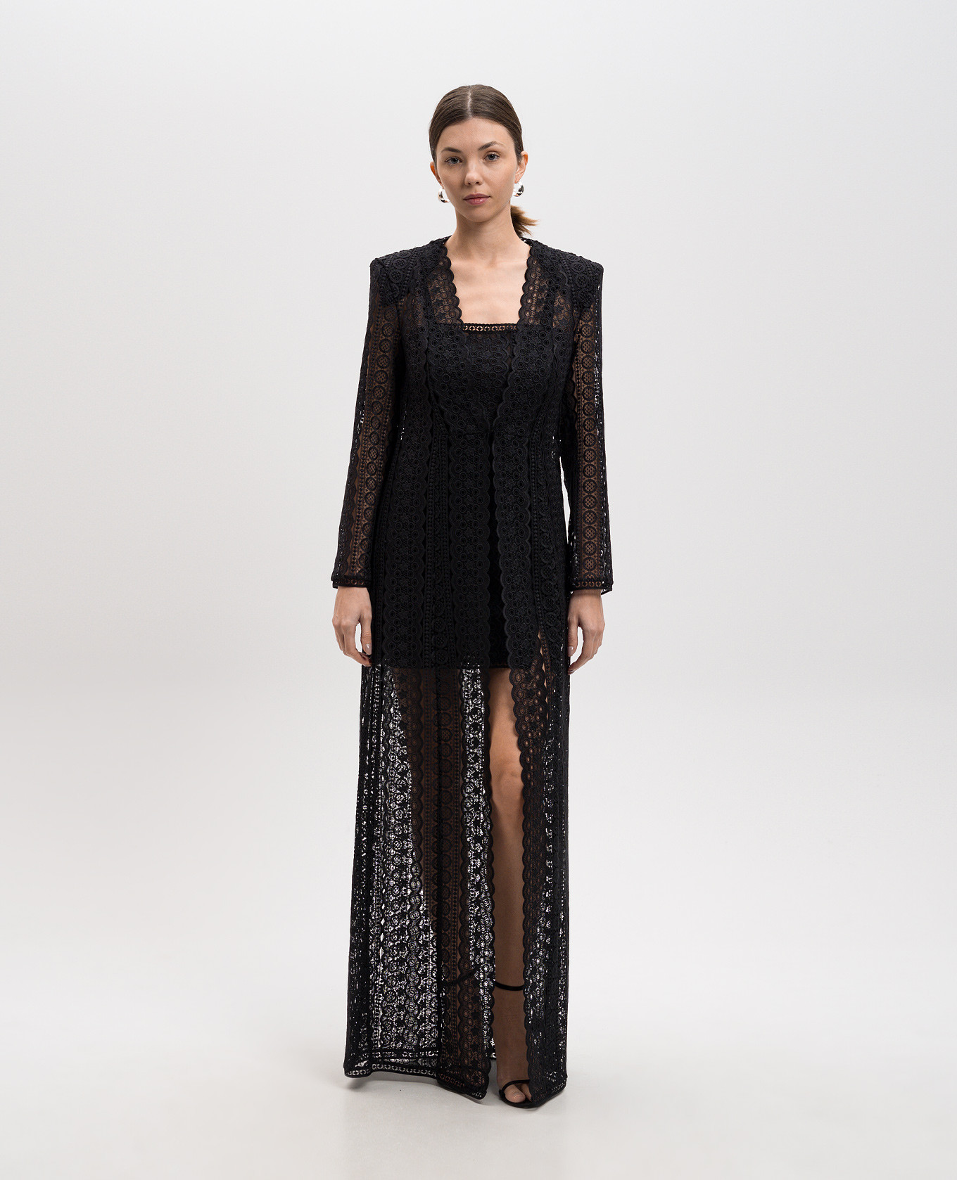 Nilere Black Silk Lace Long Cardigan Charo Ruiz 3