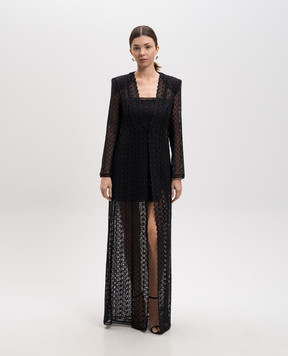 Charo Ruiz Nilere Black Silk Lace Long Cardigan 256302