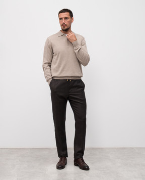 Cashmere&Whiskey Beige merino wool polo shirt 94394Z