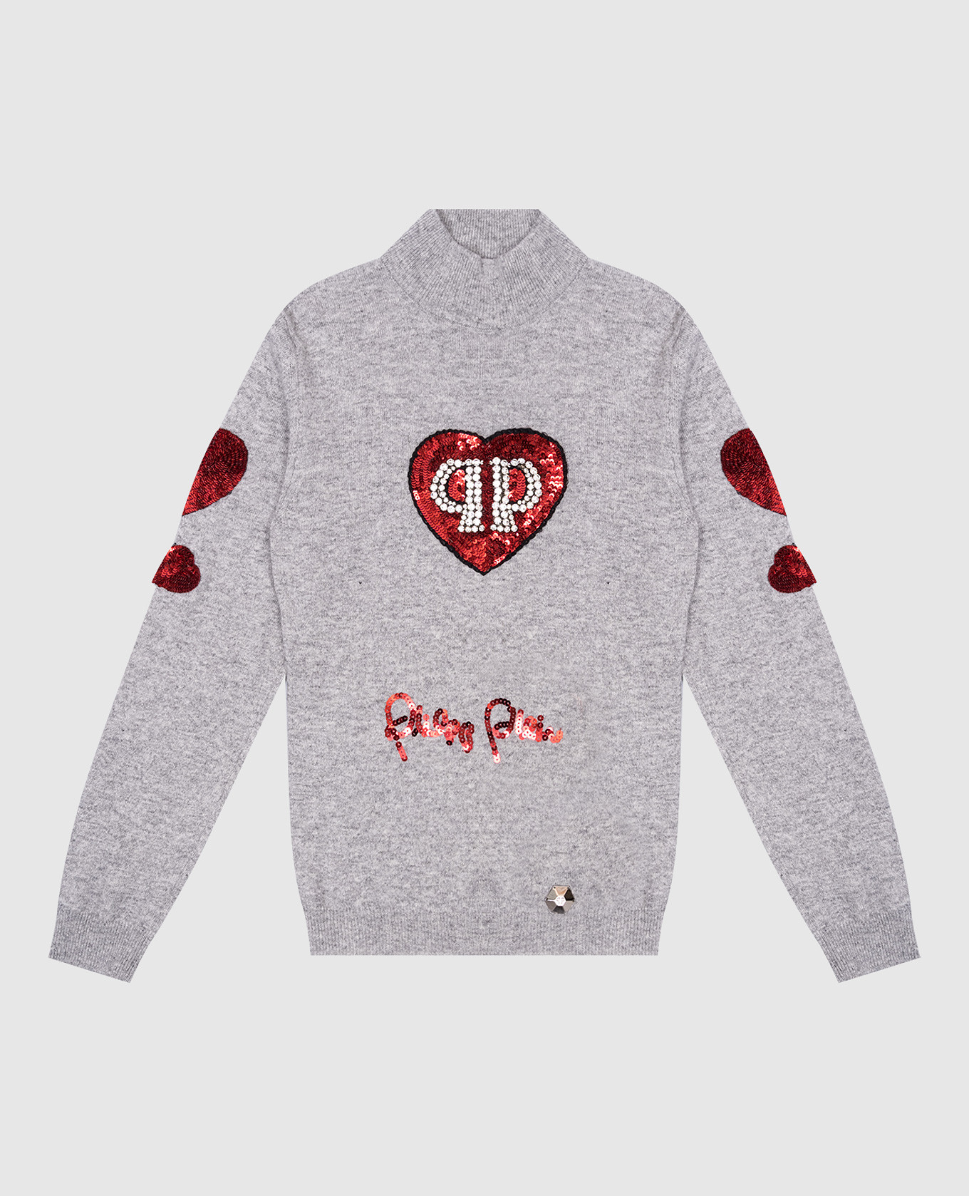 

Children's gray wool and cashmere sweater with crystals Philipp Plein, Silver