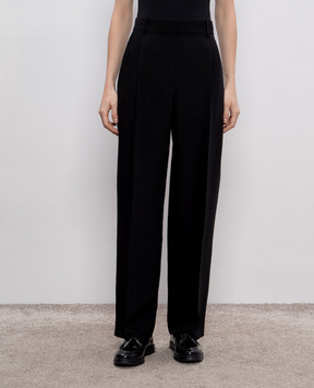 The Row Black Lilas pants with wool and linen 8719W3677