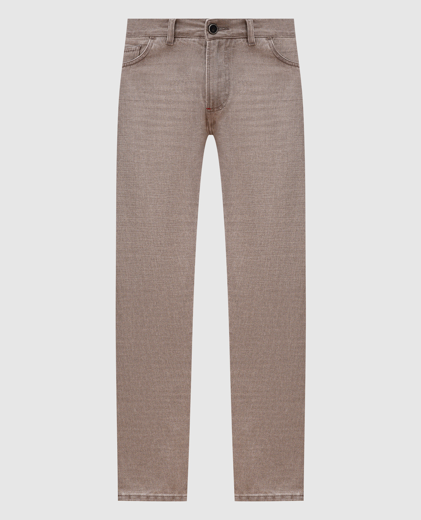 

Beige jeans with embroidered emblem ISAIA