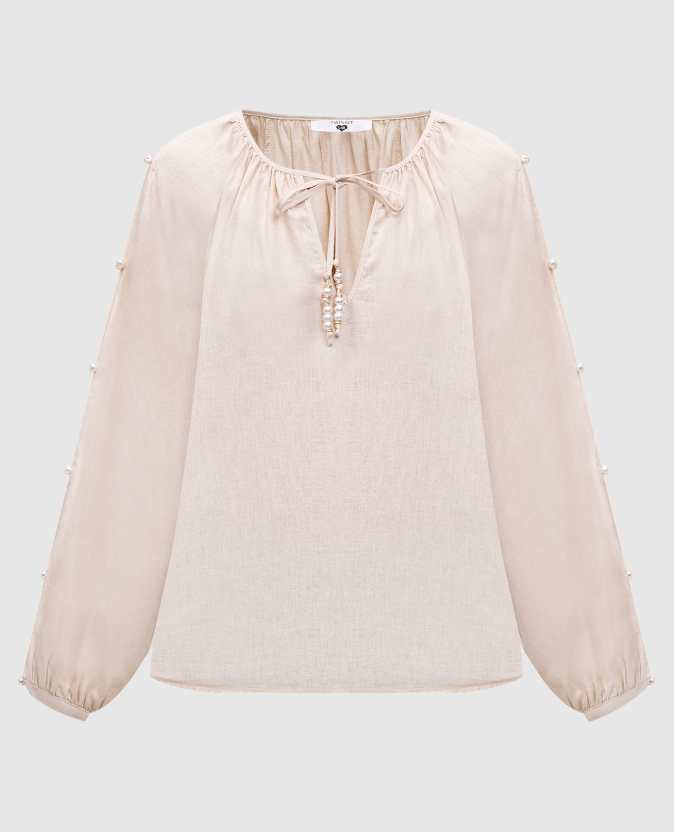 

Beige linen blouse with beads Twinset