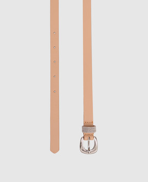 Peserico Beige leather belt with monil chain S32596C0CC689