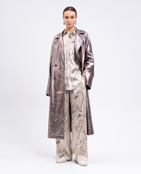 Momoni Sayuri silver double-breasted coat MOCO027MO29
