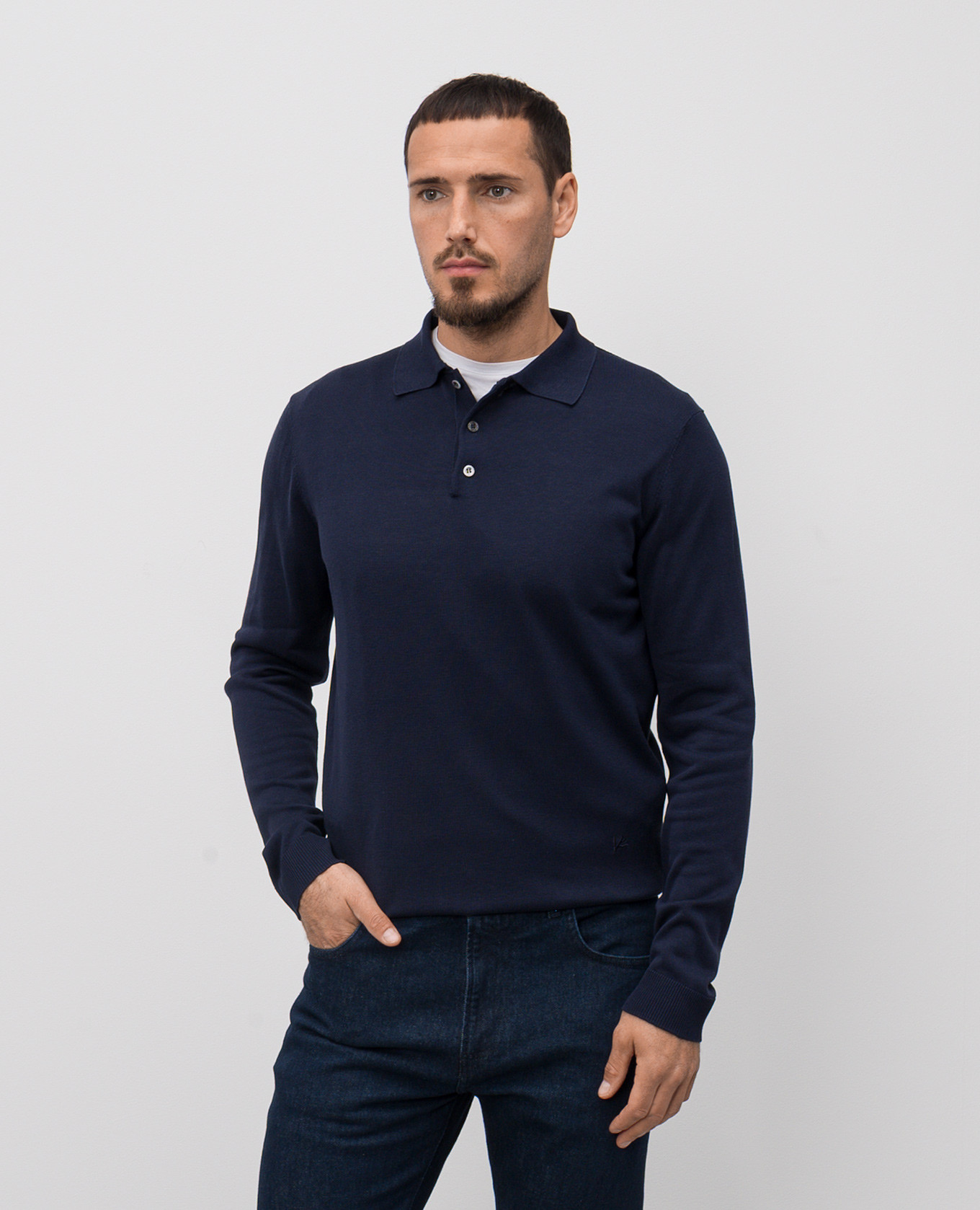 

Blue silk polo shirt ISAIA
