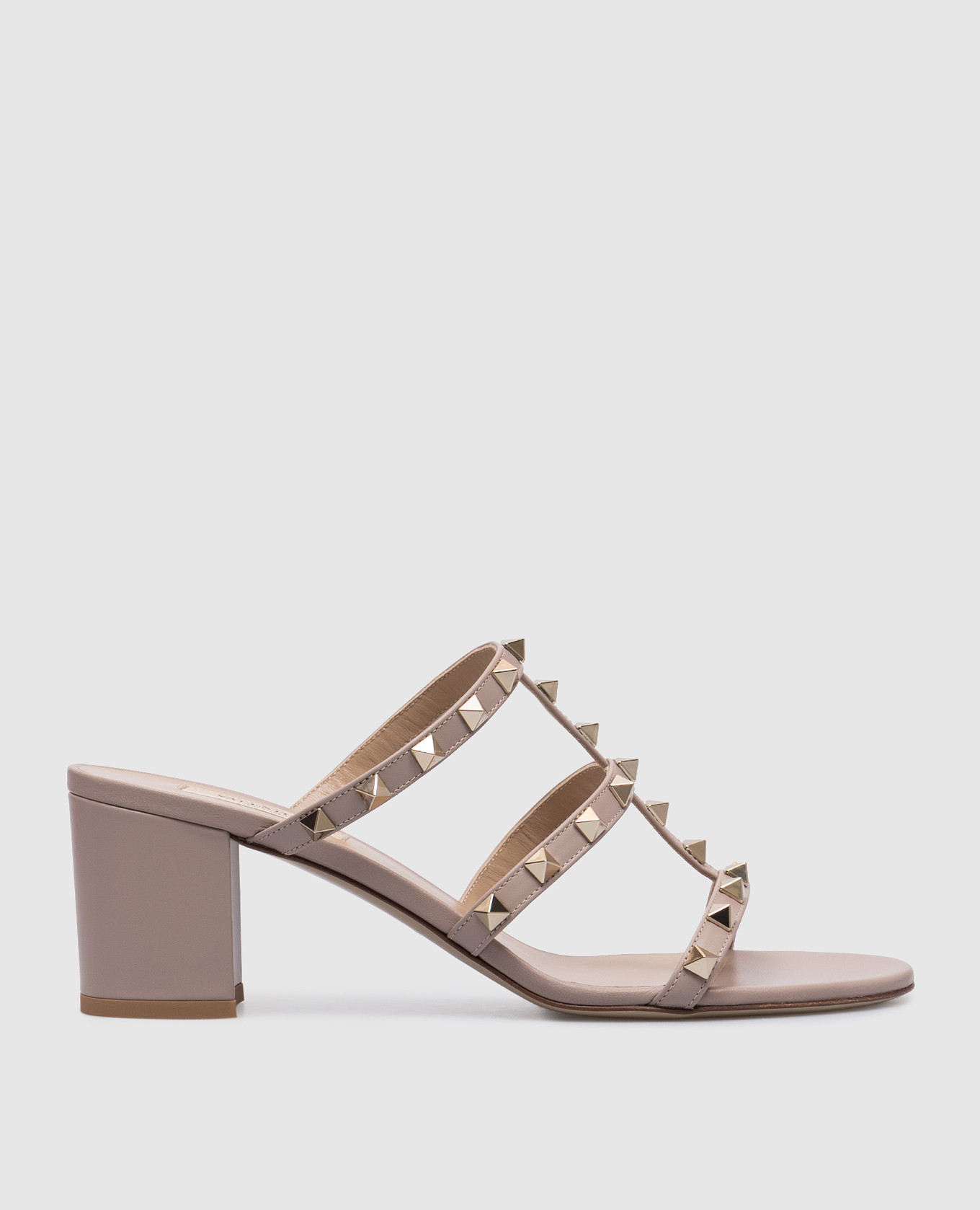 Rockstud beige leather mules valentino