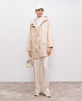 Peserico Beige straight-cut jacket with hood S2506207306