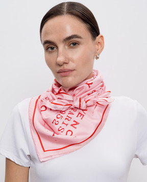 Givenchy Pink silk scarf with logo print 710009730004