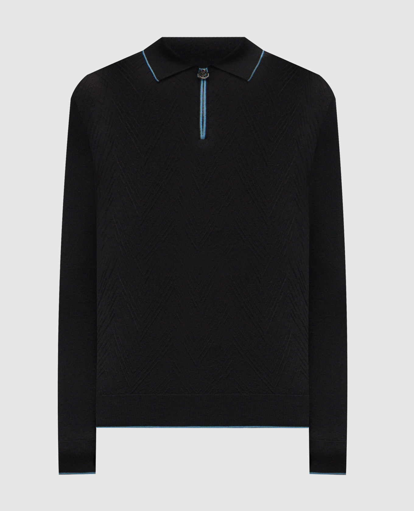 

Black cashmere and silk patterned polo shirt Stefano Ricci