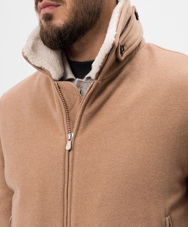 レディース BRUNELLO CUCINELLI ベージュ ブラウンフリースボアジャケット