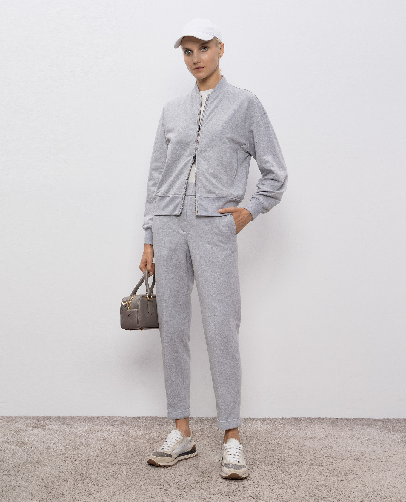Grey melange track pants with lapels Peserico 2