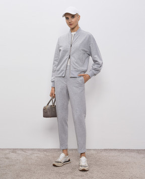 Peserico Grey melange track pants with lapels P04924J002347