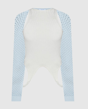 Off-White Blue openwork top OWHT023S24KNI001