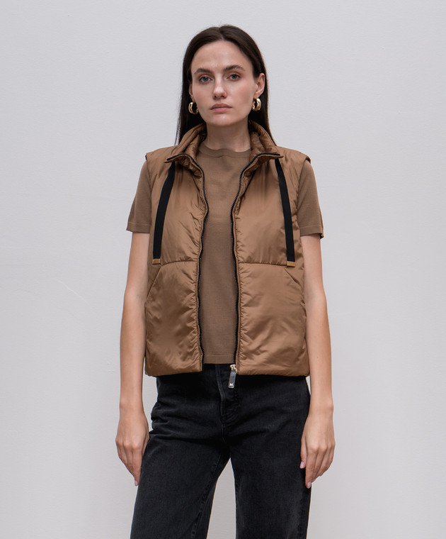 Max Mara - GREENVEST brown vest with logo patch GREENVEST