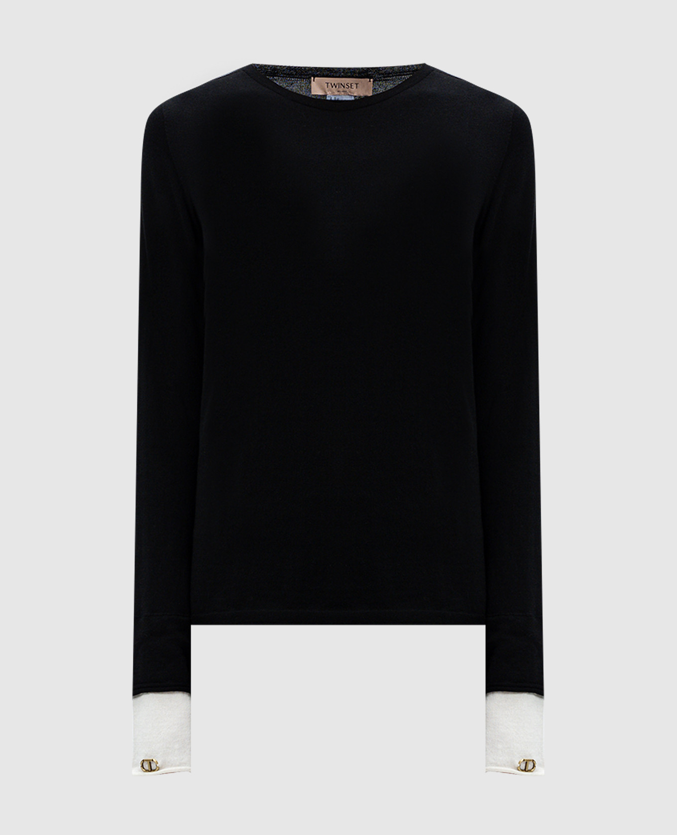 

Black cashmere jumper with metallic Oval T logo Twinset