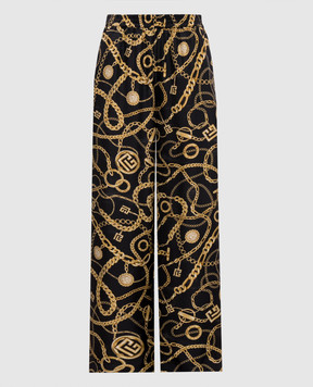 Balmain Black printed silk pants FF1PQ240SF12