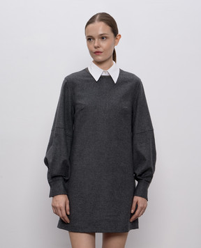 Brunello Cucinelli Gray wool and cashmere dress with monil chain MB162AFB61