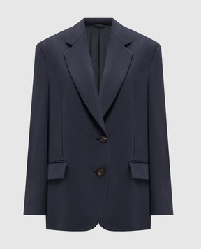 Brunello Cucinelli Blue wool jacket with monil chain MD5807171P
