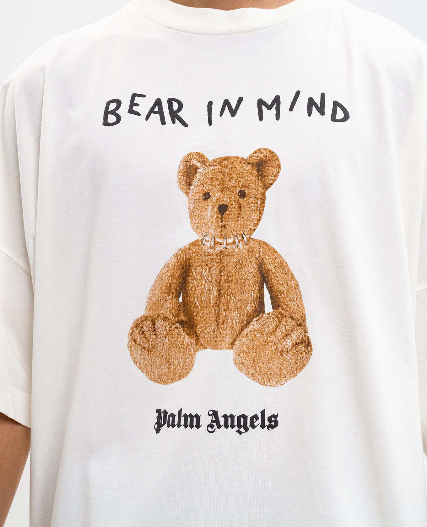 

Beige Bear in mind print t-shirt Palm Angels