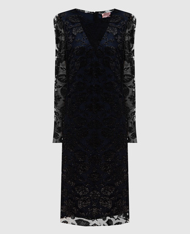 Lanvin - Blue dress with lace and lurex RWDR21593364 - shop with Estonia  delivery at Symbol