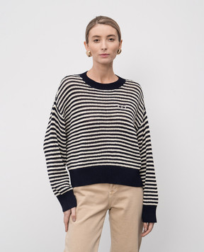 Twinset Blue openwork sweater with embroidered logo emblem 251TP3321