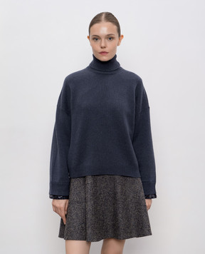 Brunello Cucinelli Blue cashmere and silk sweater with sequins M16521803