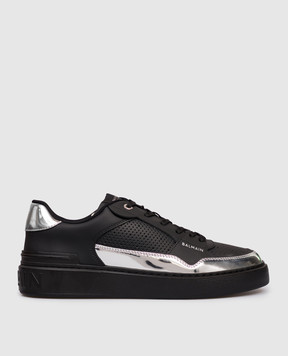 Balmain B-Court Flip Black Leather Sneakers with Logo FM1VI349LCFS