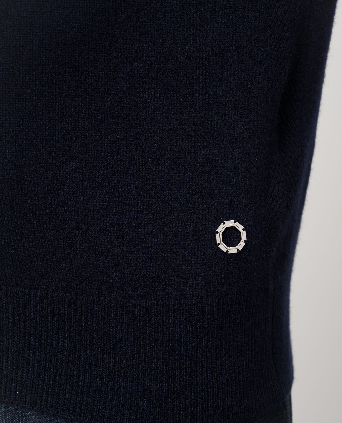 

Blue cashmere jumper with metallic logo patch Stefano Ricci