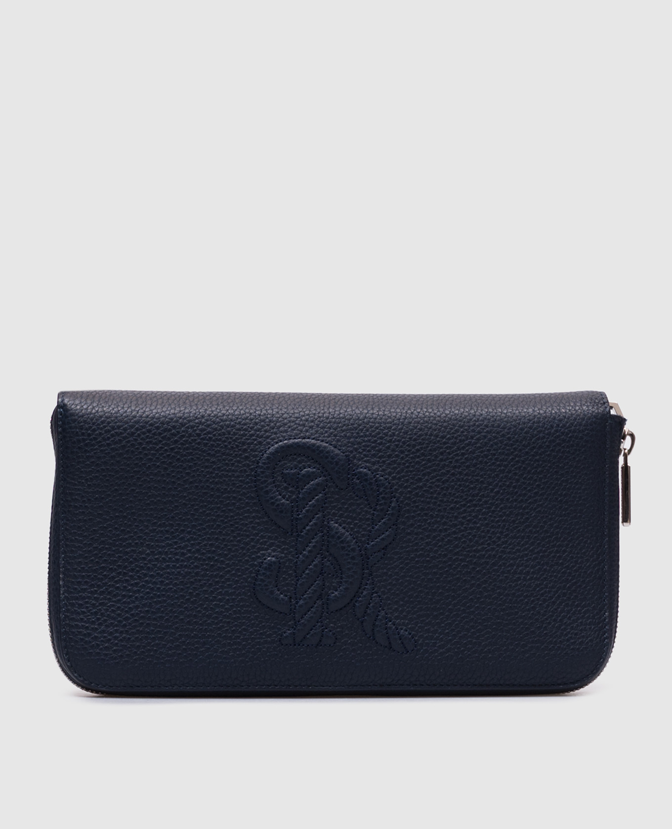 

Blue leather wallet with textured monogram logo Stefano Ricci