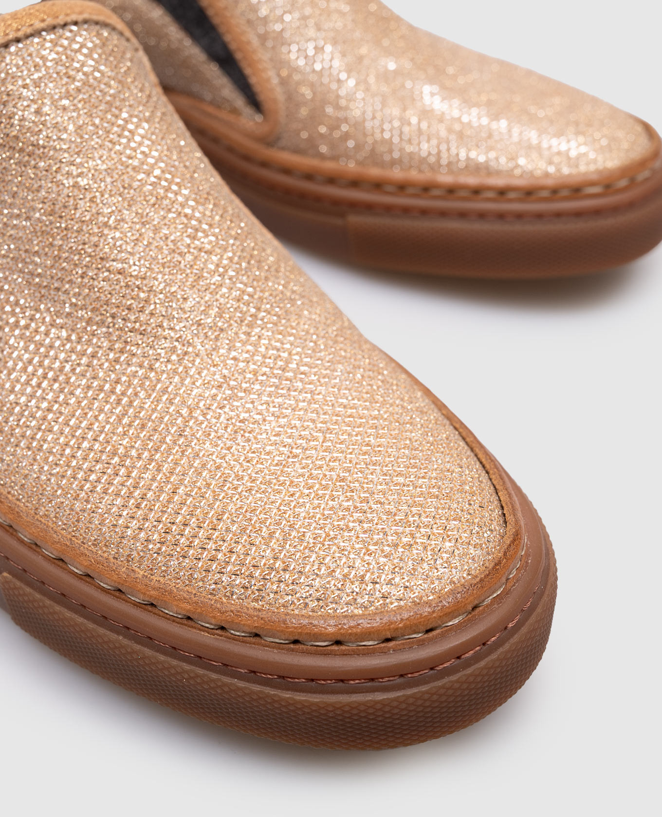 Gold slip-ons with lurex Brunello Cucinelli 5
