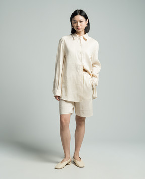 Lou Lou Studio ANDRA beige linen and silk shorts ANDRA